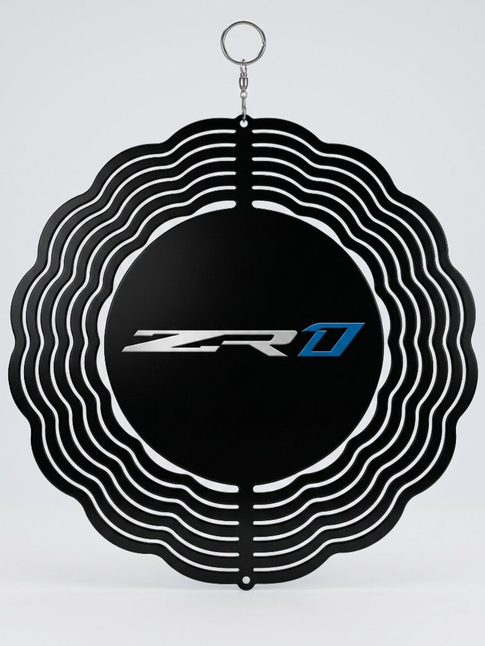 10" Chevy Corvette ZR1 Kinetic Wind Spinner - Black Metal Hanging Yard Decor